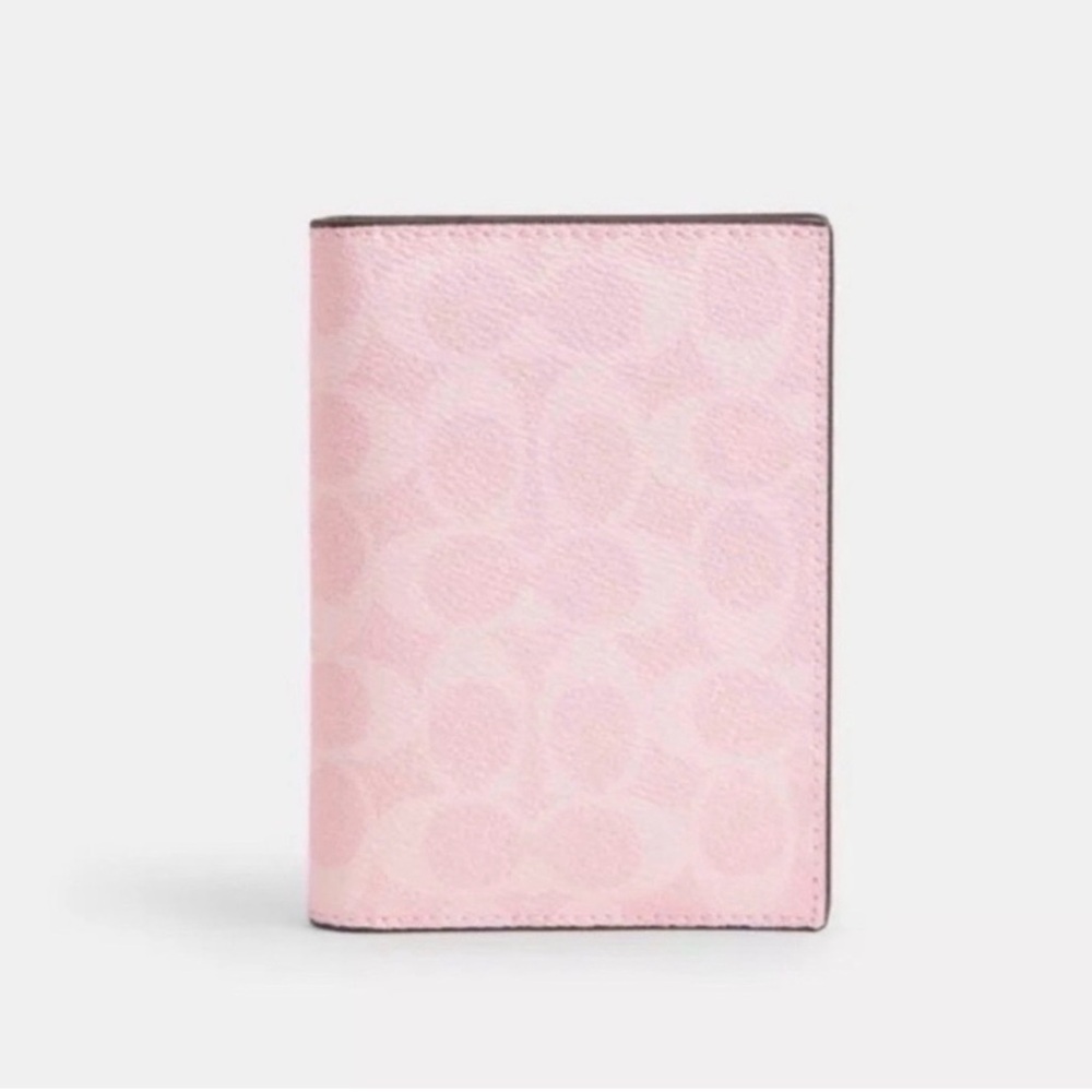 Coach Light Pink Signature Passport Holder